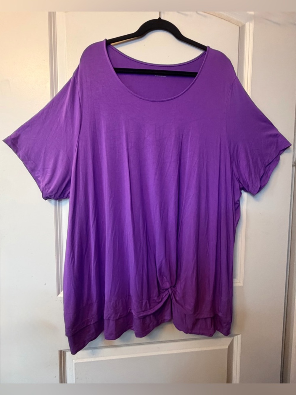 Catherines 3X 26/28 Purple Knot-Front Short Sleeve Tunic